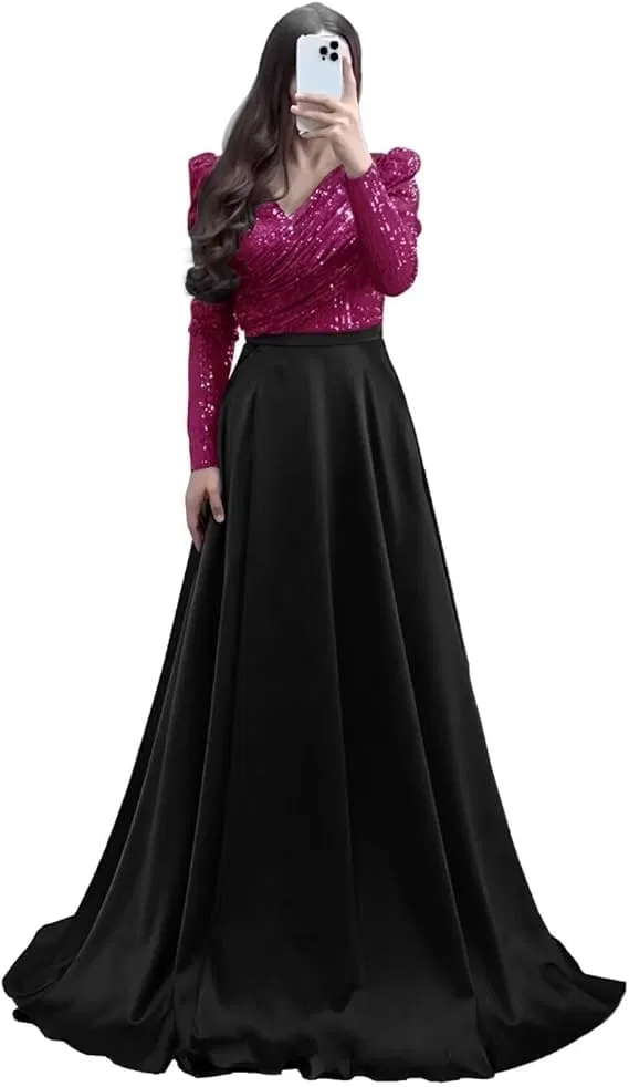 Женское вечернее платье с пайетками и корсетом, Fuchsia Black
