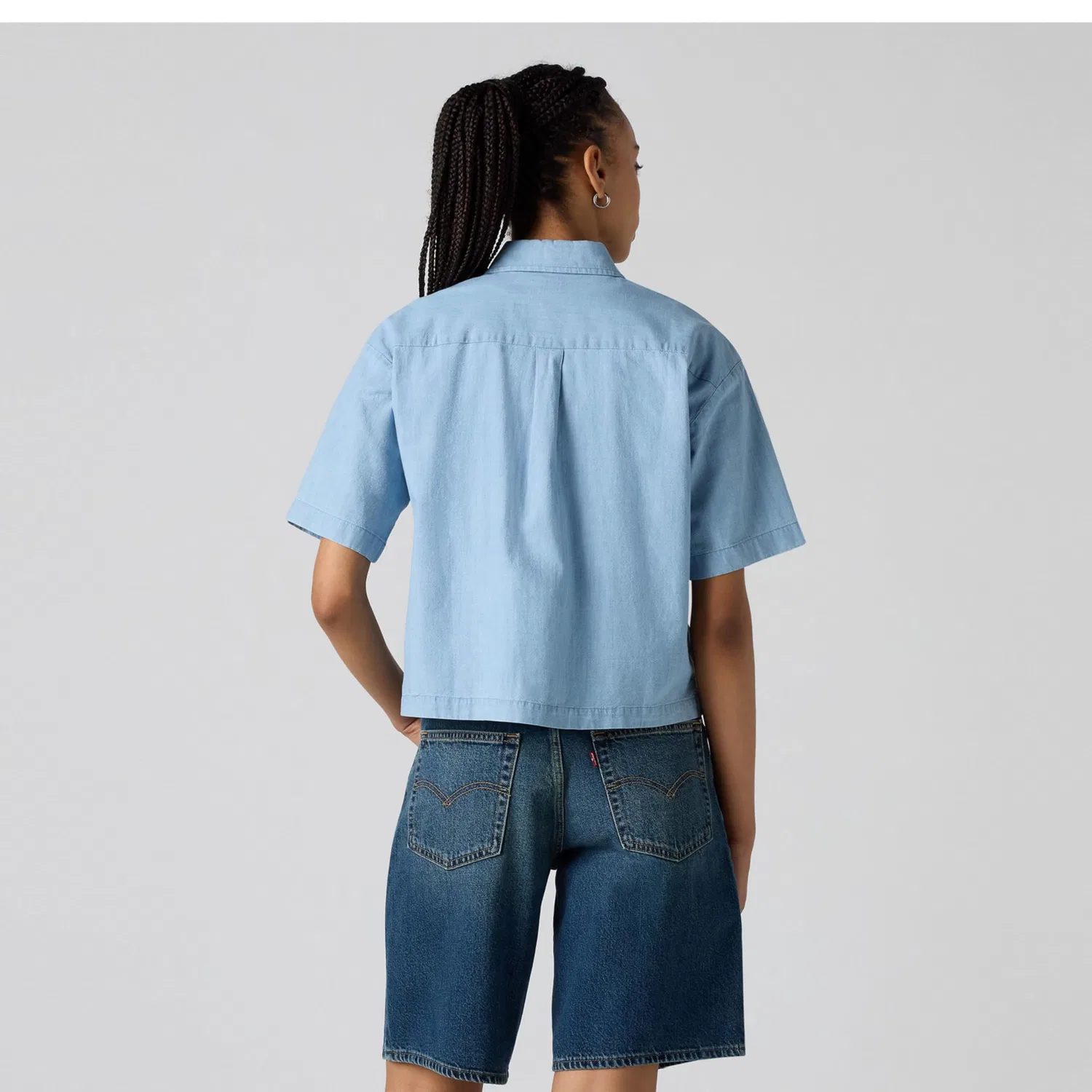 Женская блузка с коротким рукавом Harlie SS Cropped Shirt Levi's, Blue — фото 2