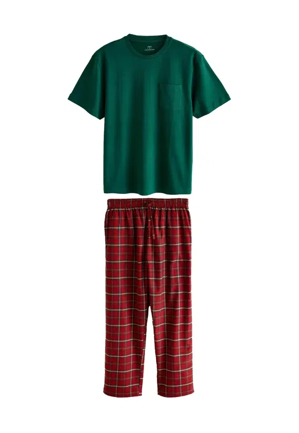 Комплект пижамы из хлопка Regular fit - check short sleeve set, Next, Red Tartan, красный