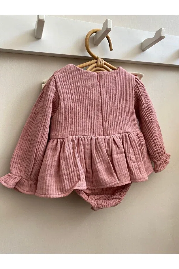 Детское боди-комбинезон для девочек с длинным рукавом Lolidenss, Pink — фото 3