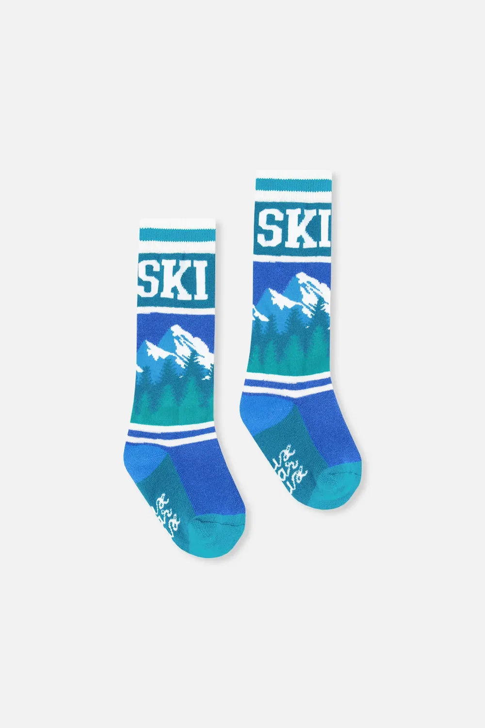 Детские носки для горнолыжного спорта с принтом гор Baby Ski Socks Deux par Deux, Dark Blue — фото 2