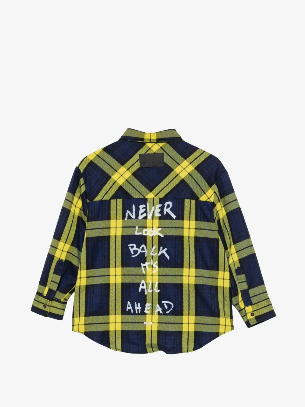 Рубашка в клетку с принтом-слоганом MSGM Kids, синий — фото 2