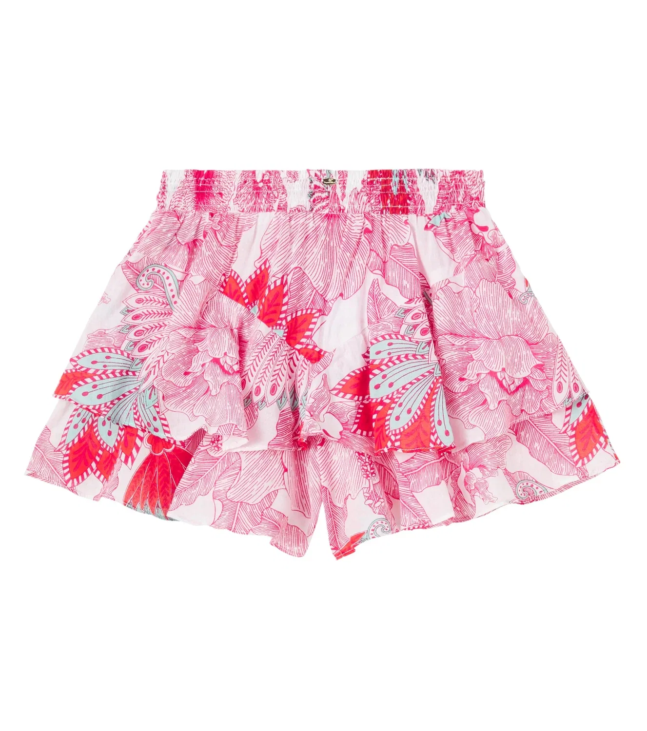 Шорты хлопковые с рюшами Thalia Poupette St Barth Kids, розовый — фото 4