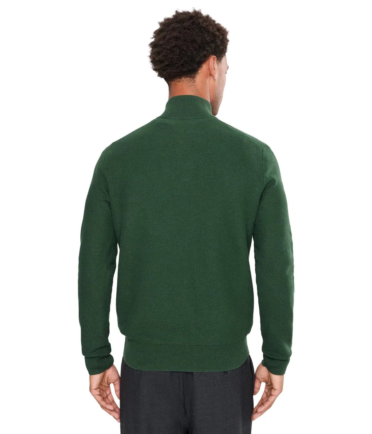 Хлопковый свитер сетчатой вязки с молнией на четверть длины Polo Ralph Lauren, Lodgepole Pine Heather — фото 4