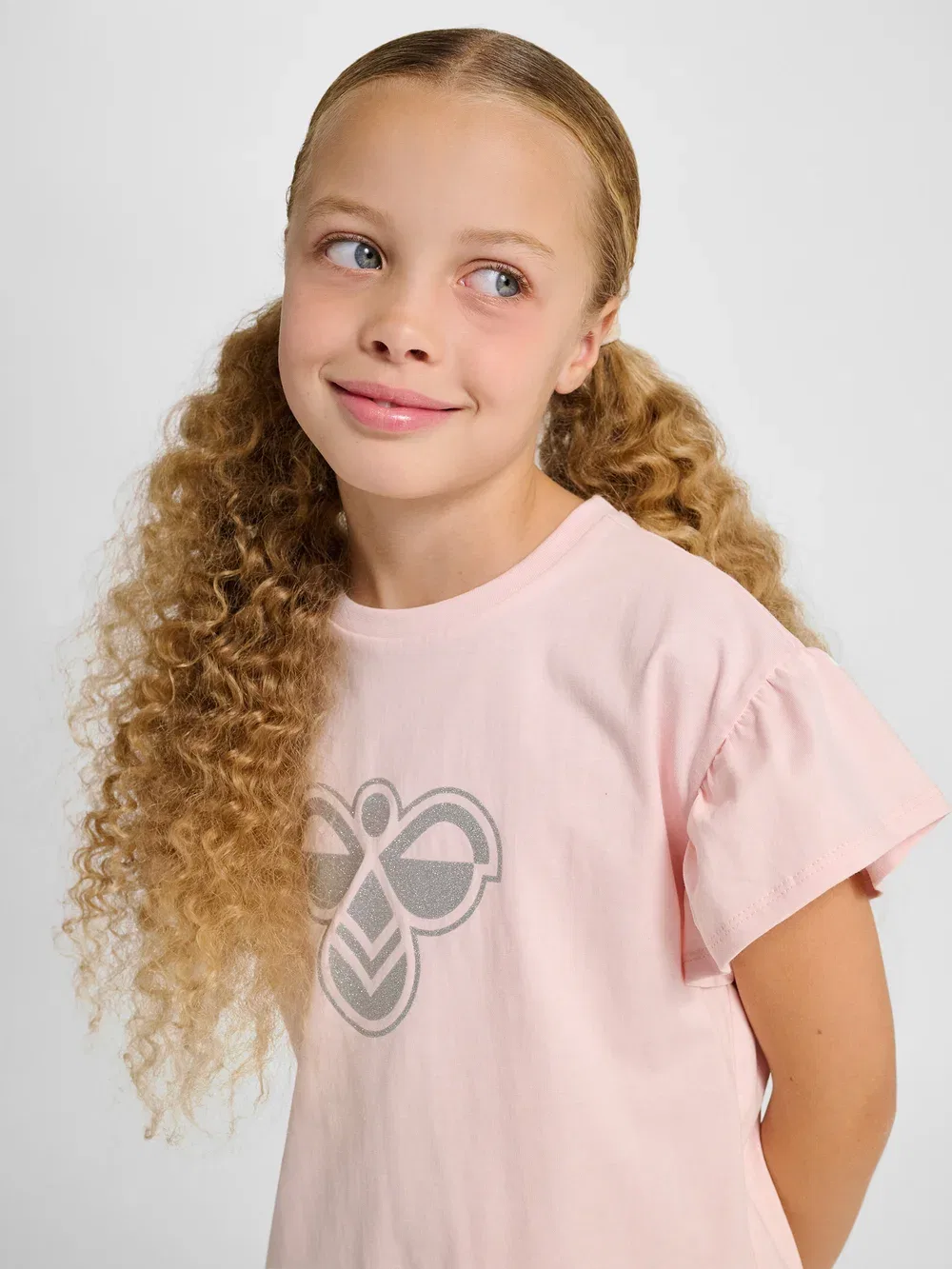 Футболка Hmljr с рюшами, футболка с принтом "Большая пчела" Hummel, Pale Lilac — фото 4