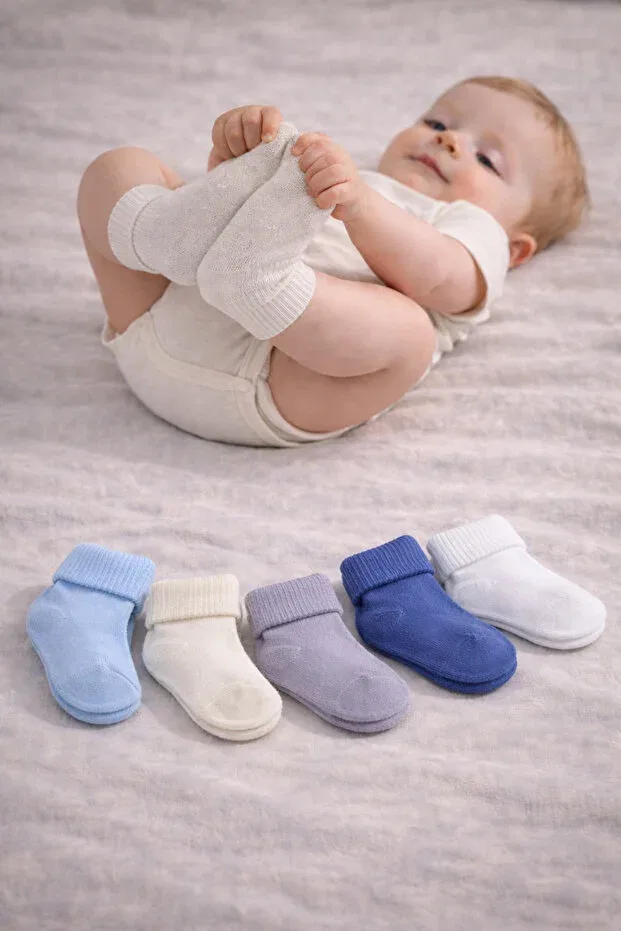 Детские носки для новорожденных хлопковые 5 пар Organic Cotton Socks Hobins Sportswear & Company, Navy Blue — фото 3