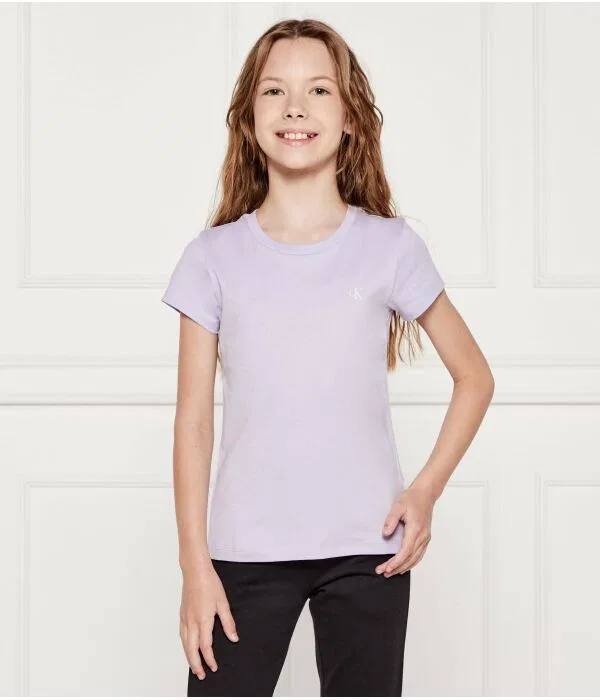 Детский комплект футболок для девочек T-Shirt 2-pack Slim Fit Calvin Klein Jeans, Lavanda — фото 3