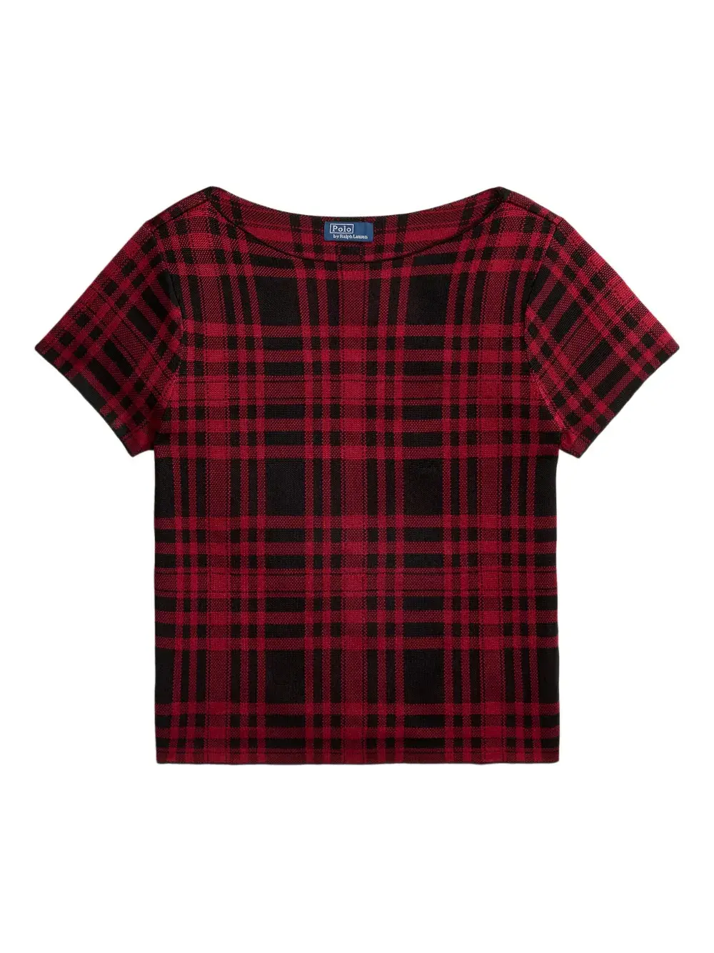 

Футболка в клетку с вырезом "лодочка" POLO RALPH LAUREN, красный