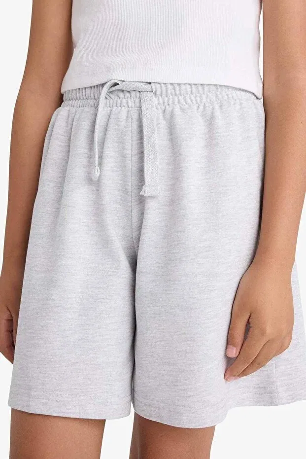 Детские шорты для девочек с эластичным поясом Relax fit elastic waist basic plain shorts d9058a825hs Defacto, Gray-Gr421 — фото 4