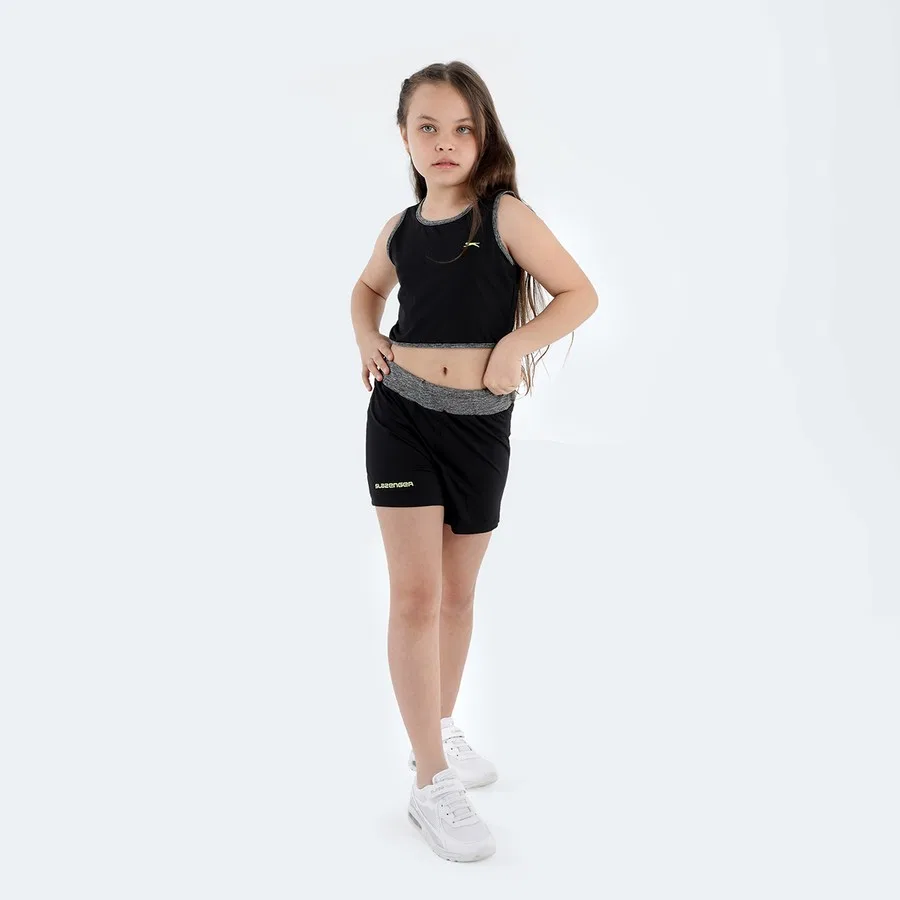 Комплект спортивной одежды для девочек с принтом и логотипом DESTA IN Slazenger, Черный — фото 3