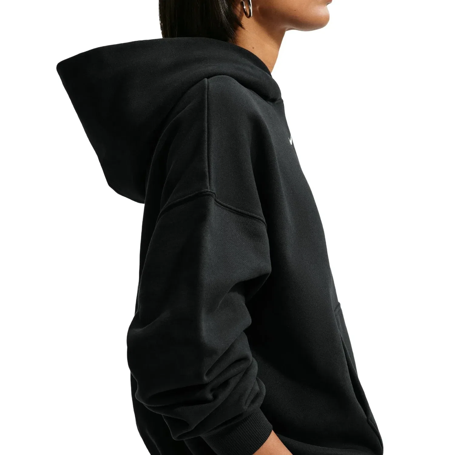 Женское худи Studio Fleece Medium Weight Hoodie 'Total Black Sail' Nike, Total Black/Sail — фото 2
