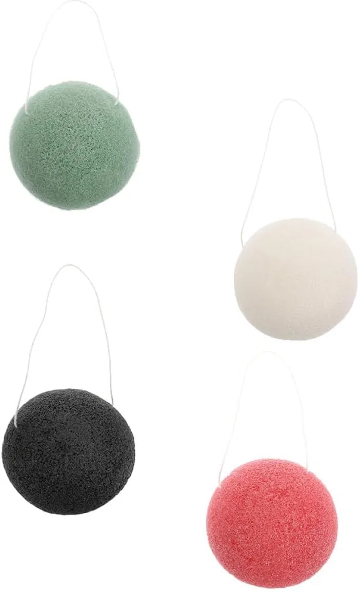 Спонж для лица 4 шт TOYANDONA Konjac, 8x8x4 см, мультиколор