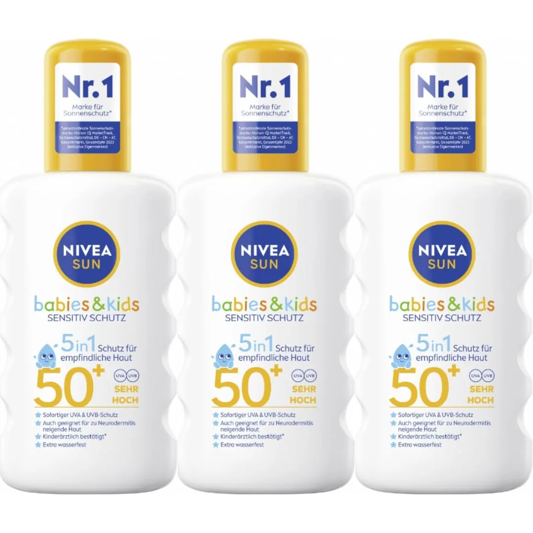 Солнцезащитный спрей для детей SPF 50+, Pufai, 3 шт по 200 мл, Алоэ Вера