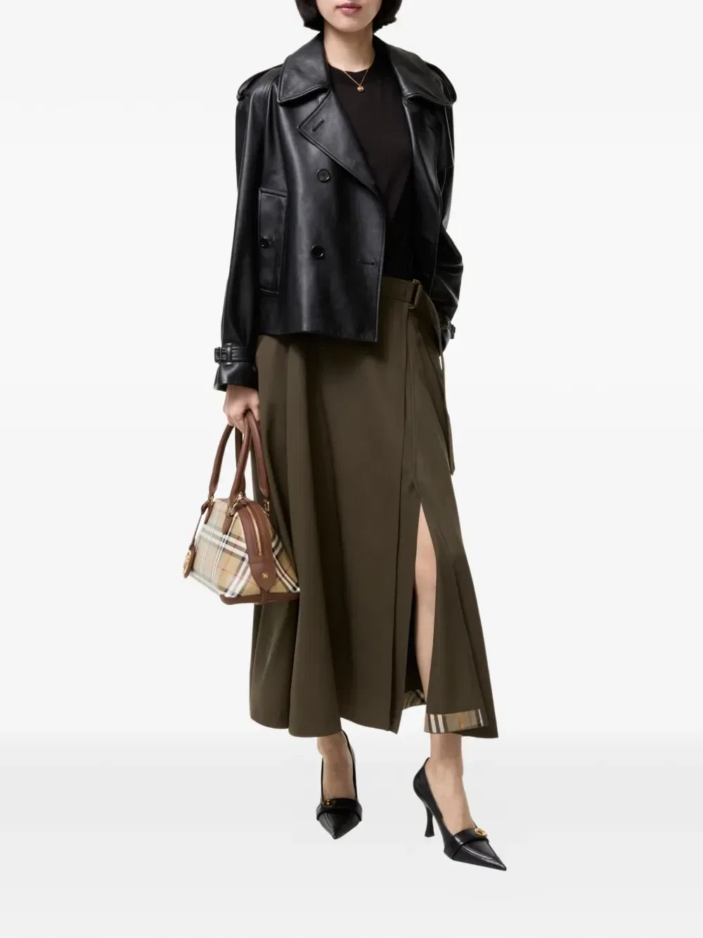 Шерстяная юбка миди Burberry, коричневый — фото 2