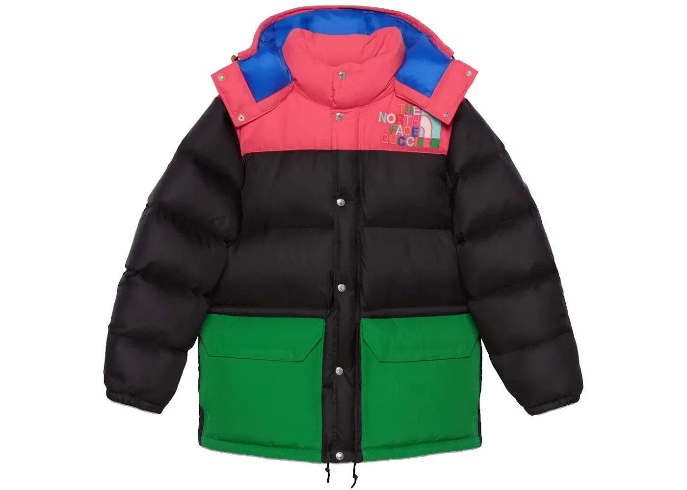 Женская куртка пуховая с принтом Gucci x The North Face, Black/Multicolor