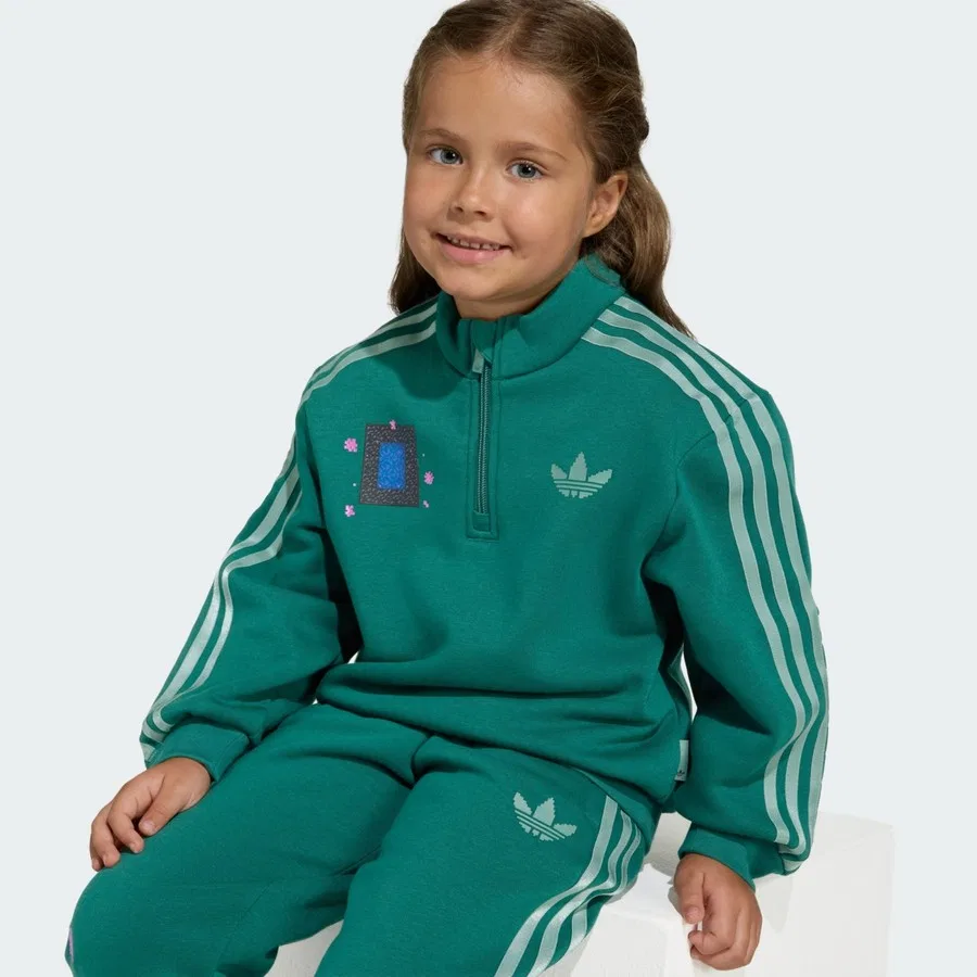Детский спортивный комплект из футера с принтом Minecraft Loose Crew Set adidas, Зеленый — фото 4