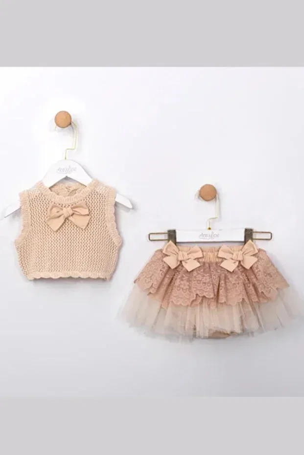 Детский для девочек комплект топа и юбки-пачки без рукавов Noblekids, Nude Color — фото 4