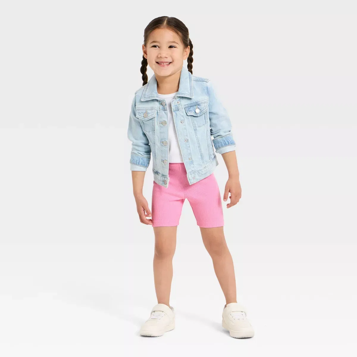 Детские шорты для девочек рифленые Ribbed Bike Shorts INFANT/TODDLER GIRL, Pink — фото 3