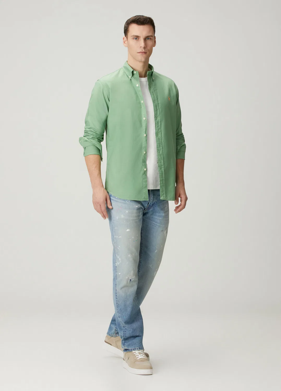 Рубашка Oxford Polo Ralph Lauren, green — фото 2