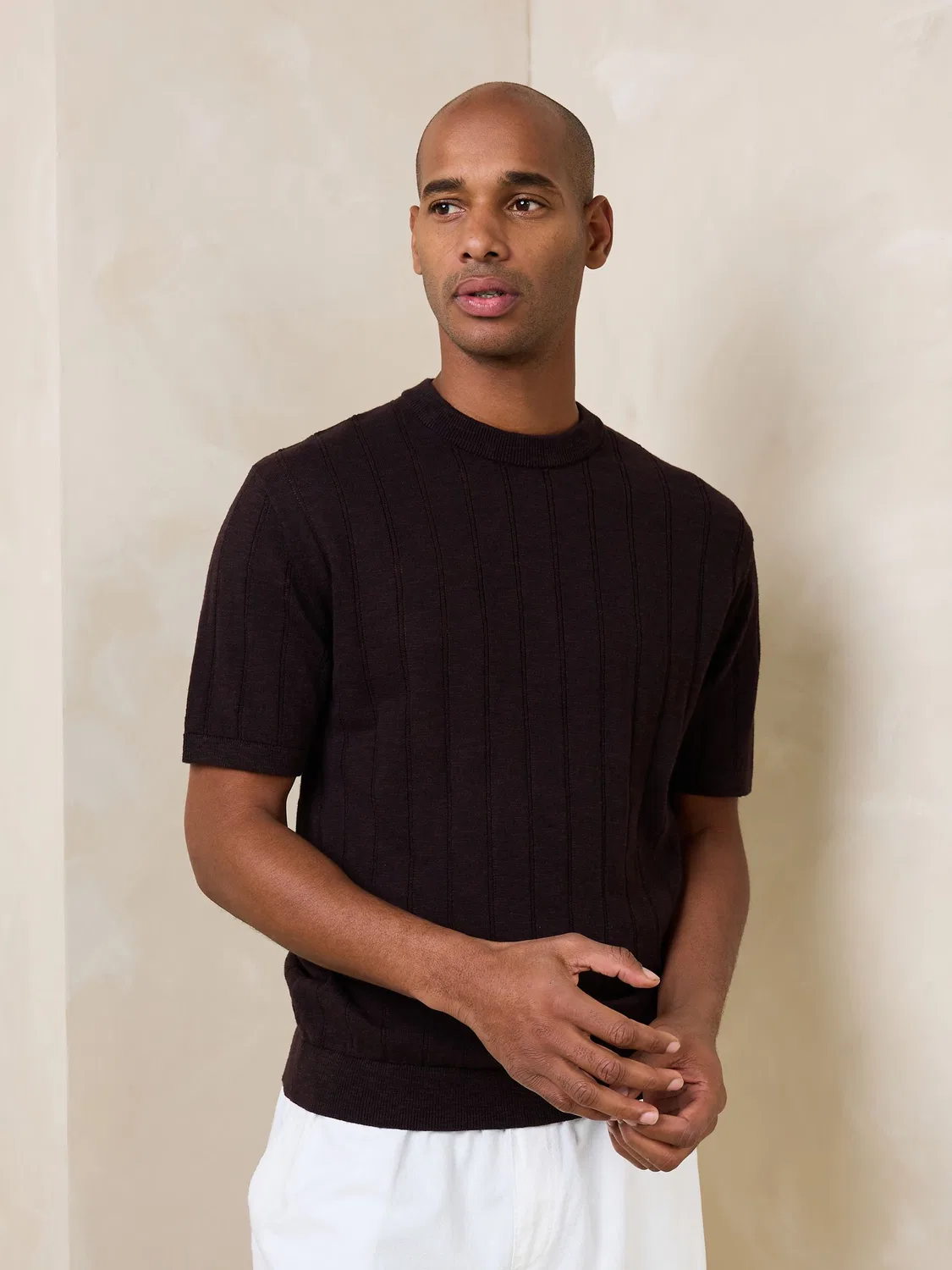 Футболка с фактурным вязанием, Regular Fit, Pointelle Knitted Next, коричневый — фото 4