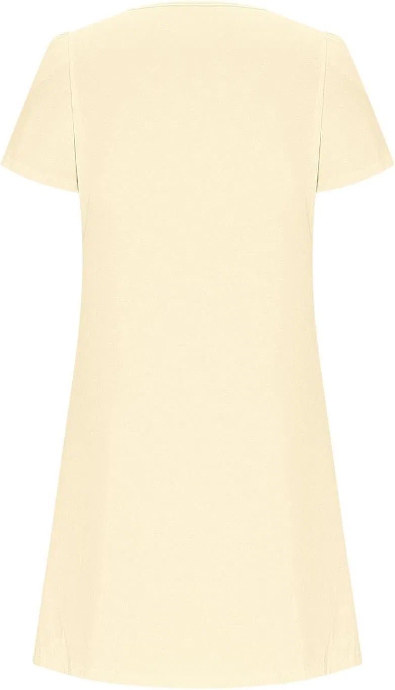 Женское мини-платье с ключевым вырезом свободного кроя, Beige — фото 3