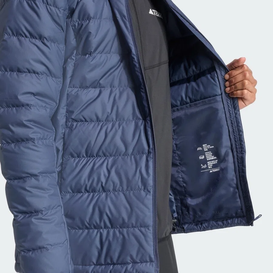 Мужская куртка с капюшоном с принтом Terrex Multi Light Down ClimaWarm adidas, Синий — фото 4