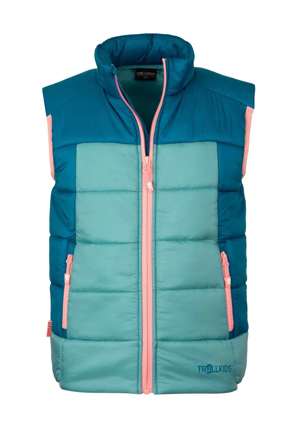 Утепленные жилеты унисекс - жилет Trollkids, Aqua Haze Harbor Blue Peony Rose