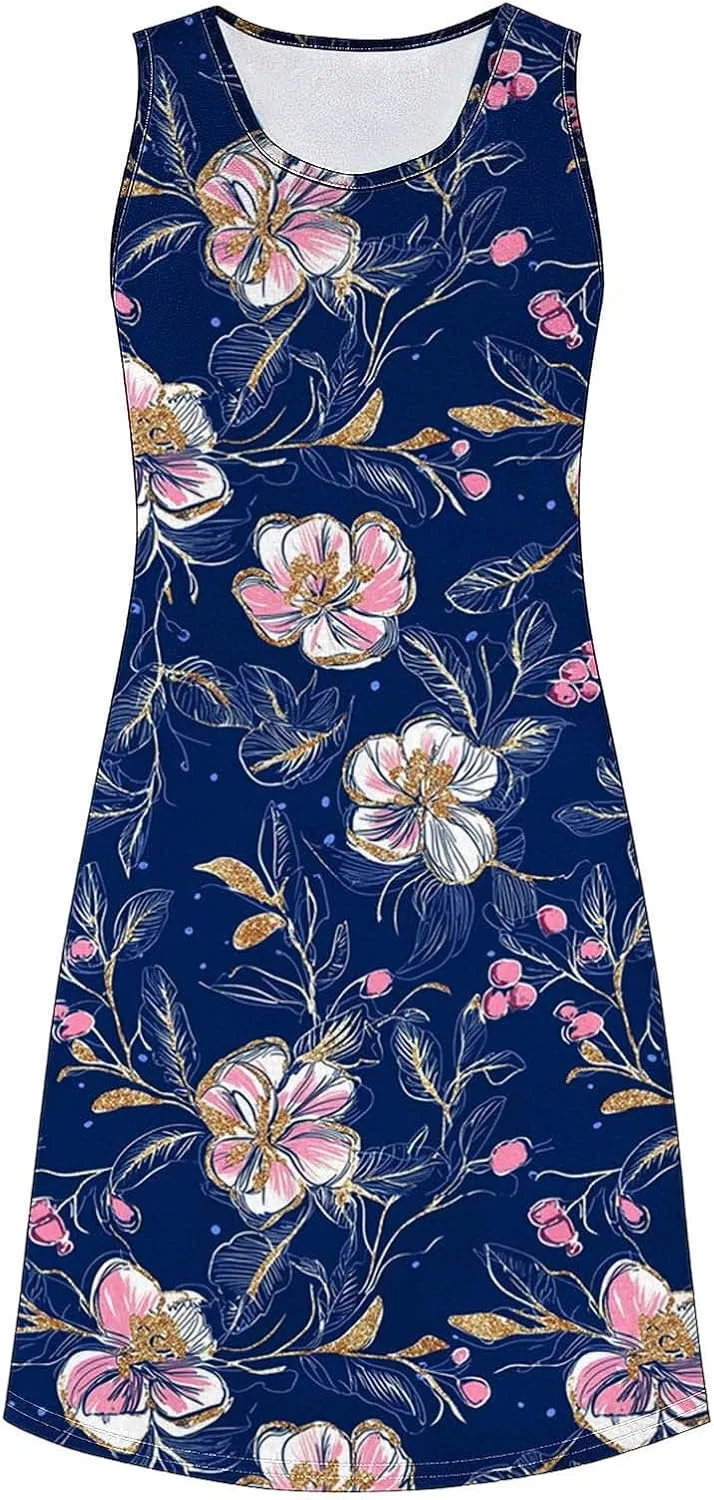 Женское летнее платье миди A-силуэта Beach Floral Dress, Navy — фото 4