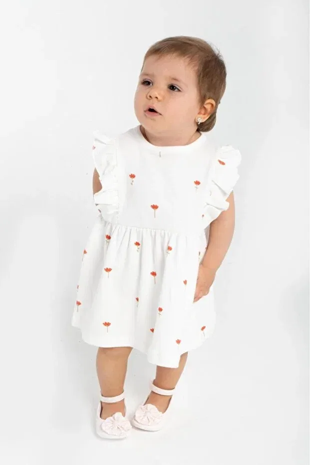 Детское платье для девочек с принтом Tulip Dress Baby Fou, White — фото 3