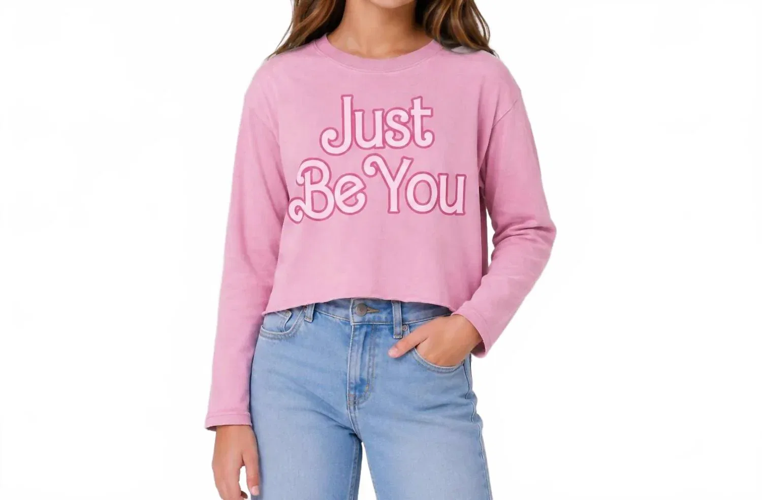 Детский кроп-топ для девочек с длинным рукавом и принтом Just Be You PRINCE PETER COLLECTION, розовый