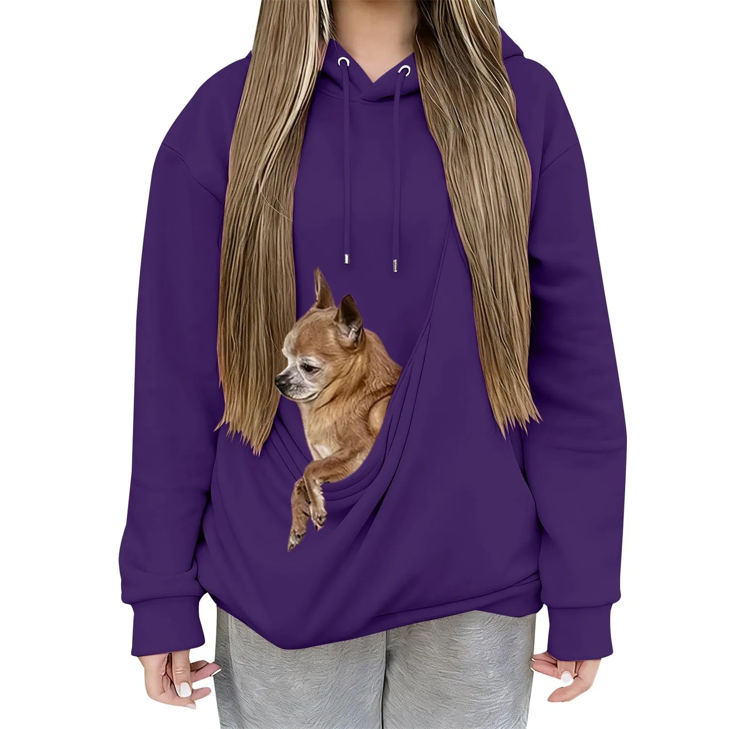 Женский худи с карманом-кенгуру Cat Hoodie, Z31 Purple — фото 2