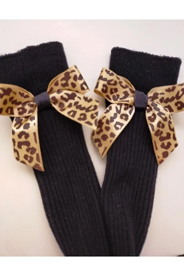 Детские носки для новорожденных с бантом Leopard Özkardeşler Baby, Black