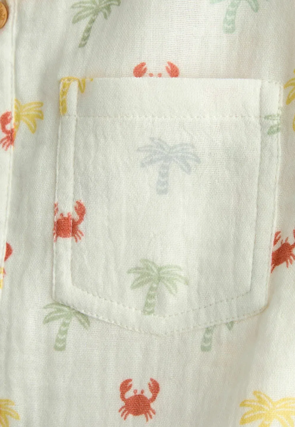 Рубашка из марли с рисунком пальм, стандартного кроя Jojo Maman Bébé, Cream Palm Tree — фото 3
