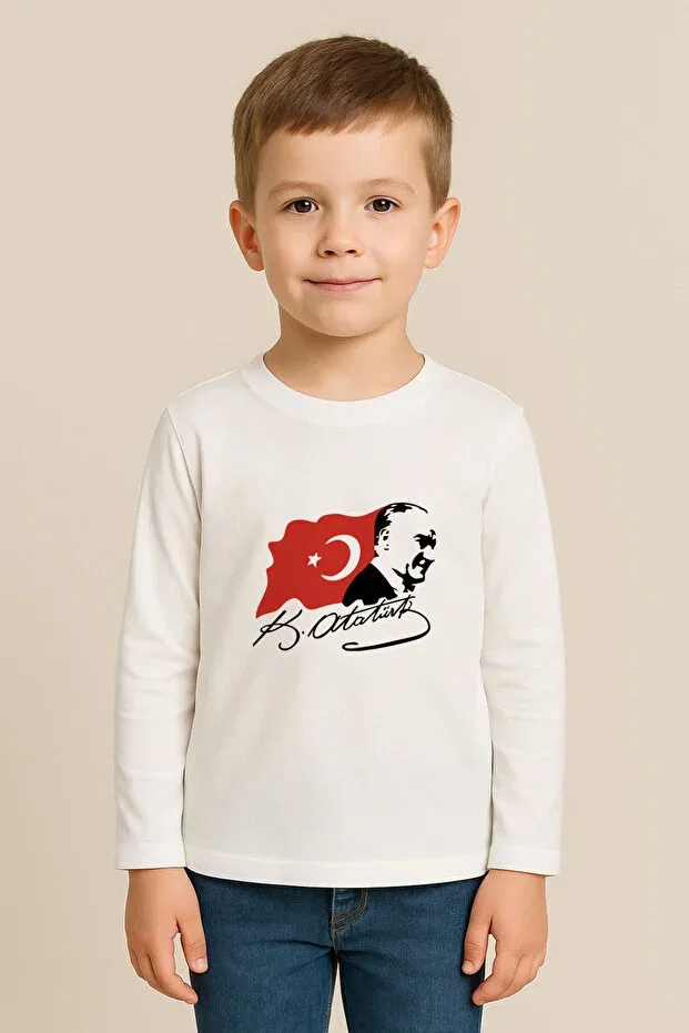 Детская футболка для мальчиков с принтом Mustafa Kemal Ataturk Moda, White