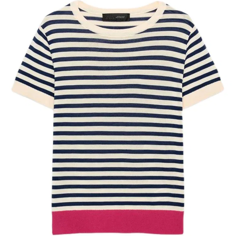 Женский джемпер с круглым вырезом Pink/White ZARA