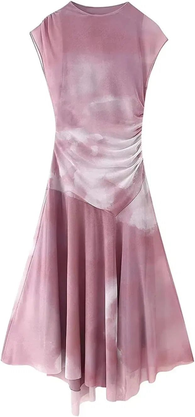 Женское приталенное миди-платье с принтом, без рукавов, V-образный вырез, Party Dress, 3 — фото 3