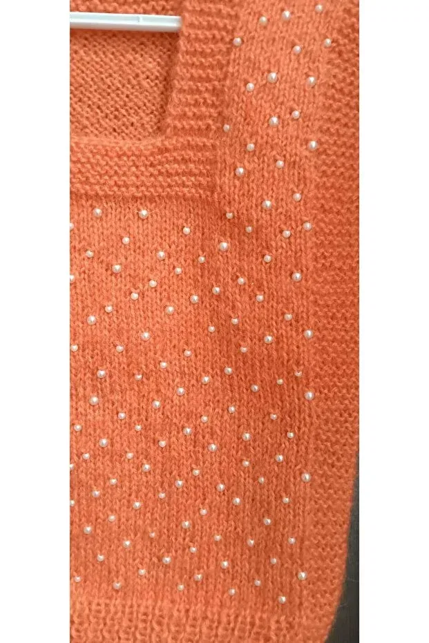 Детский кардиган без рукавов Hand knitted children's pearl cardigan Esmasultan, Orange — фото 2