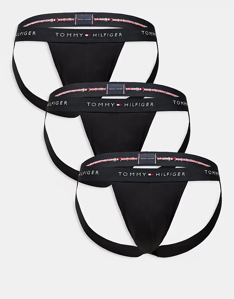 Трусы-бандажи Tommy Hilfiger Signature Cotton, комплект из 3 штук, черный