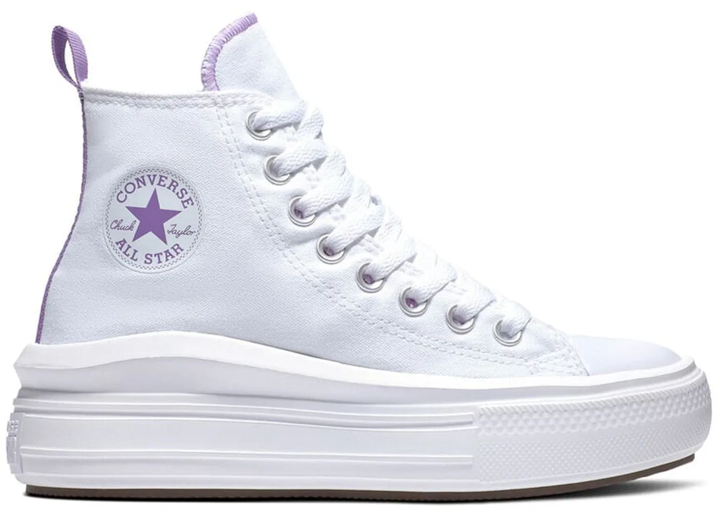 Детские кроссовки с платформой Converse Chuck Taylor All Star Move Platform Hi, White/Pixel Purple — фото 2
