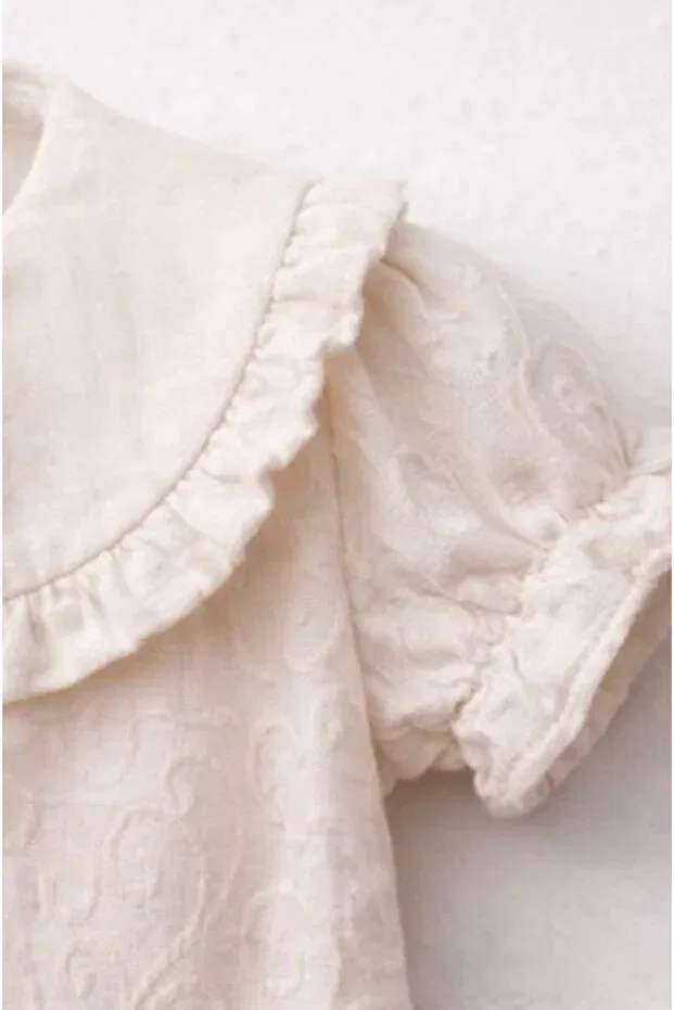 Детское платье для девочек хлопковое Ruffled peter pan collar Baby Corner, Beige — фото 3