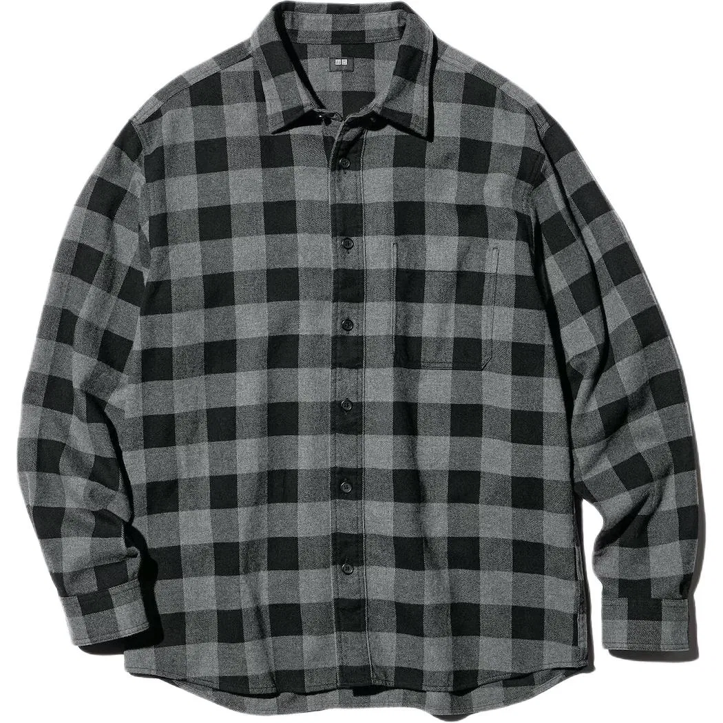 Мужская рубашка с отложным воротником Gray Lapel Moderate UNIQLO, Серый