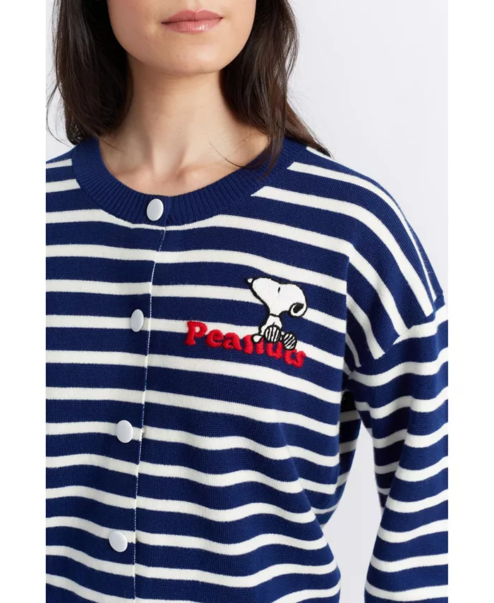 

Женский кардиган Snoopy Breton Milano из мериносовой шерсти с вышивкой Chinti & Parker, синий