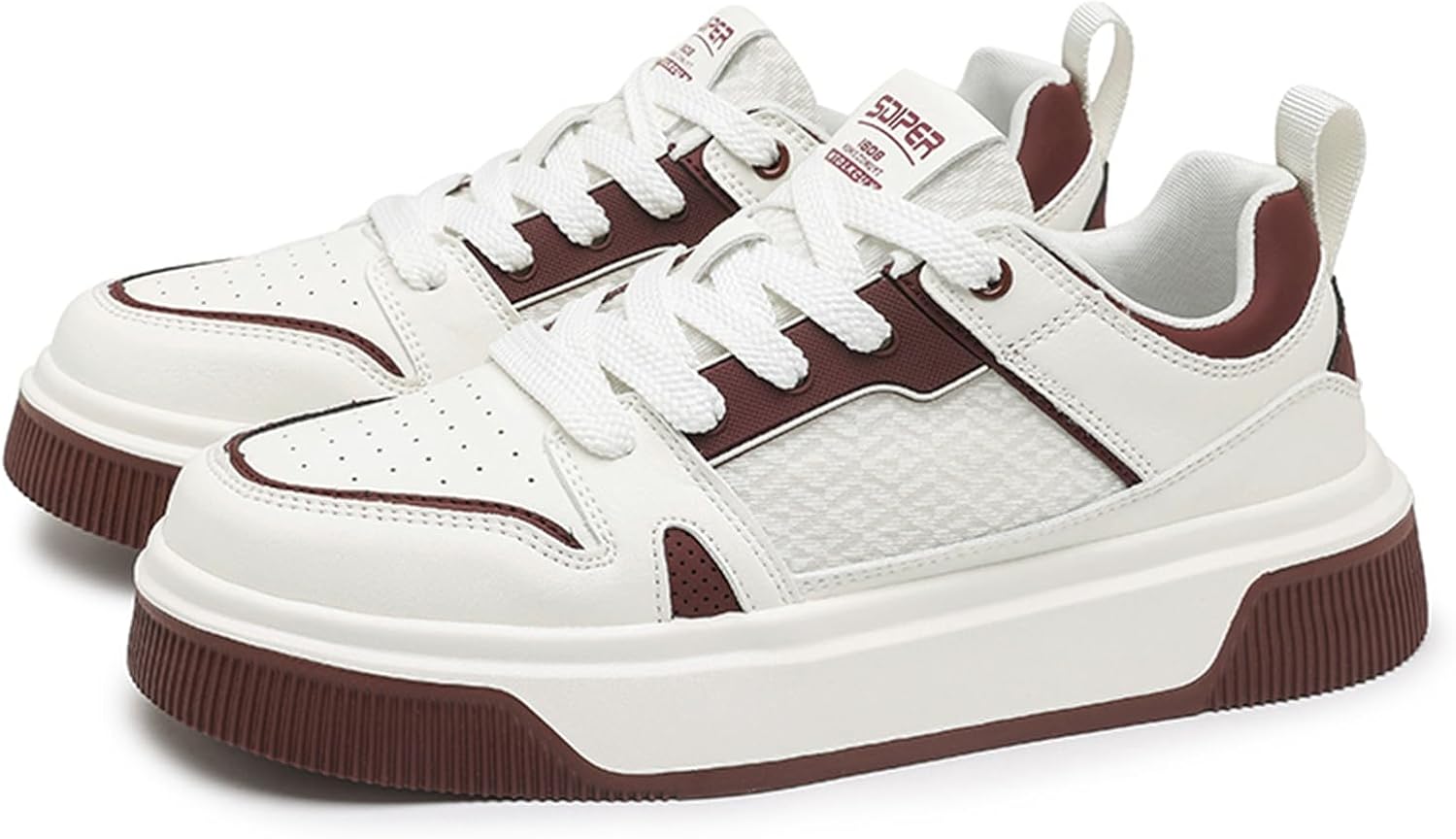 

Мужские модные кроссовки на платформе с сеткой, дышащие, с шнуровкой, повседневные легкие, с противоскользящей подошвой и поддержкой свода стопы, для ходьбы и тенниса Netehadi, красный