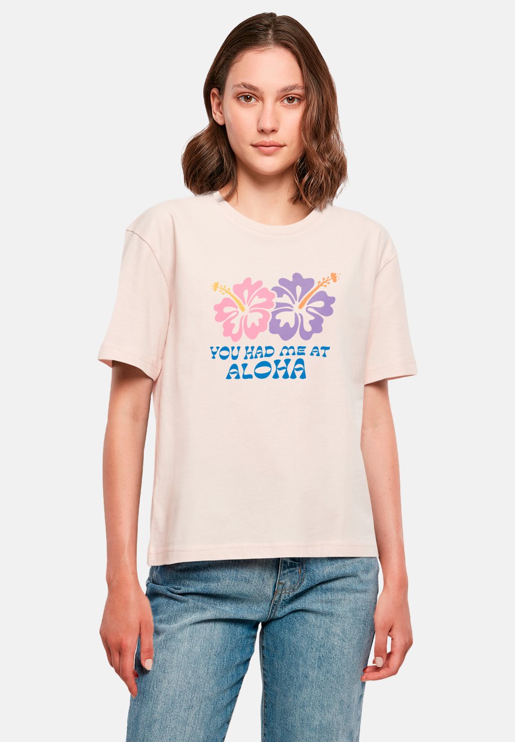 

Футболка с принтом YOU HAD ME AT ALOHA F4NT4STIC, розовый