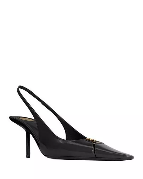 Женские туфли-лодочки Babylone Breteuil с открытой пяткой Saint Laurent, черный