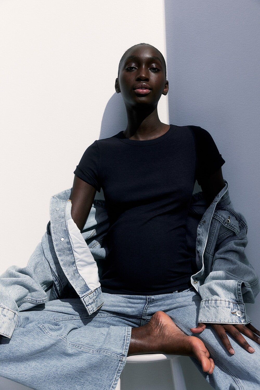 

Рубашка Mom в рубчик H&M, синий