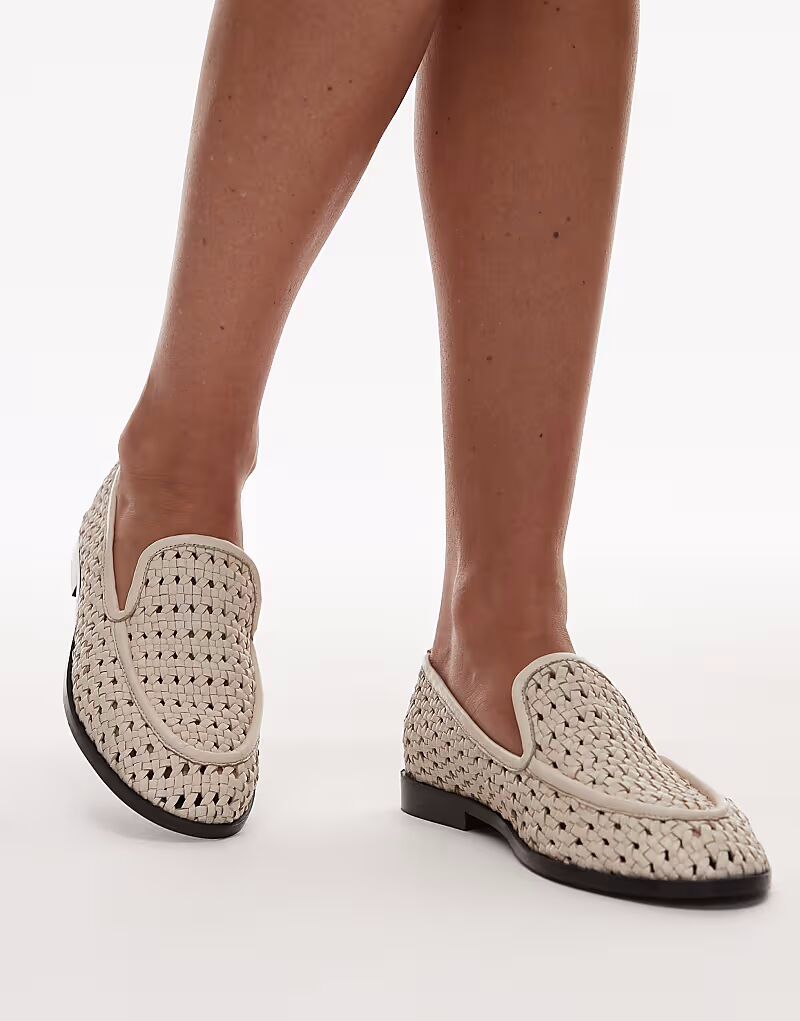 Лоферы Topshop Connor из натуральной кожи в плетеном цвете белого цвета