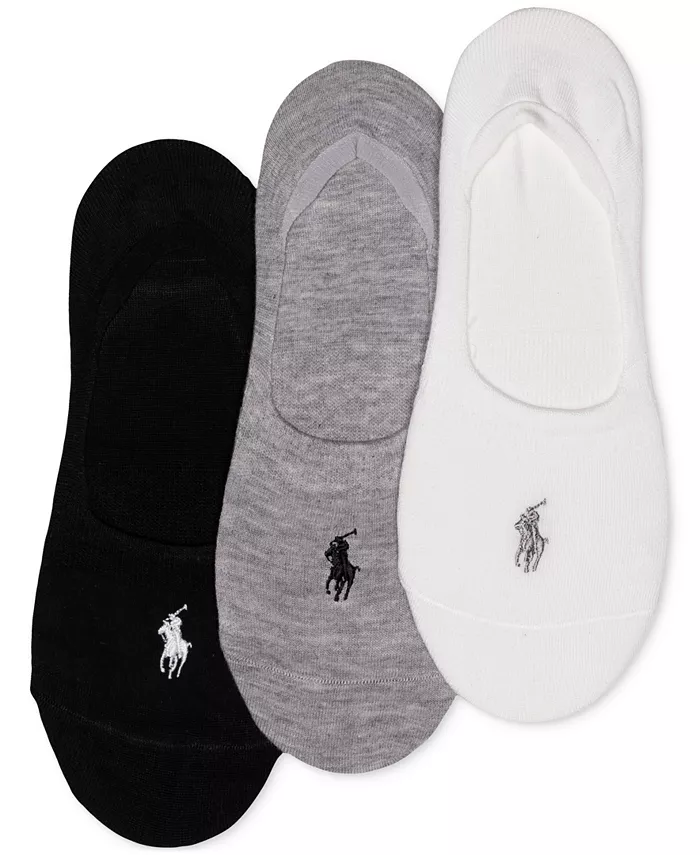 Женские носки-следки плоской вязки, 3 пары Polo Ralph Lauren, белый — фото 3
