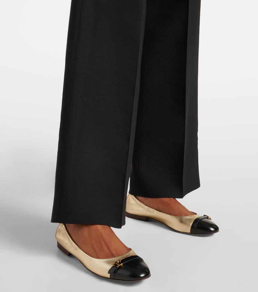 Балетки из металлизированной кожи Tod's, B999 (Nero)+B008 (B.Co Lana) — фото 4