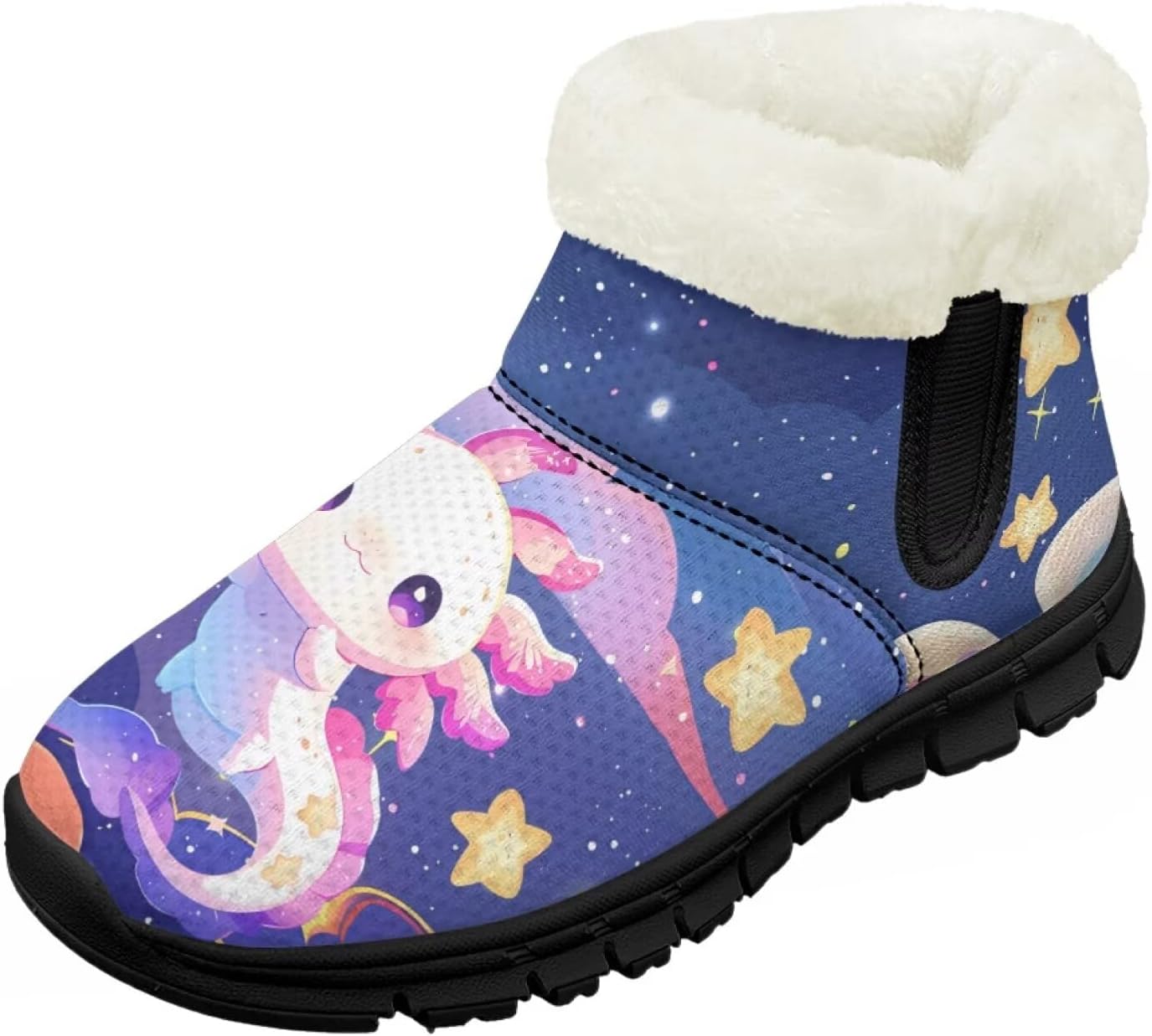 

Зимние ботинки для девочек, праздничные снегоступы, детская удобная обувь с широкой колодкой, на молнии, с меховой подкладкой, ботильоны для танцев Pointodoor, Axolotl Stars